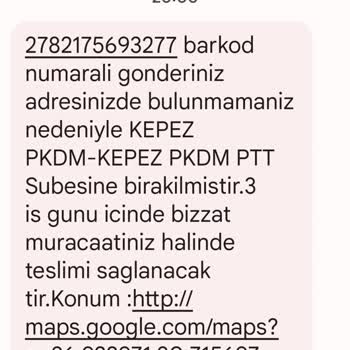 PTT Kargo PTT Kepez Kargo Eve Gelmiyor