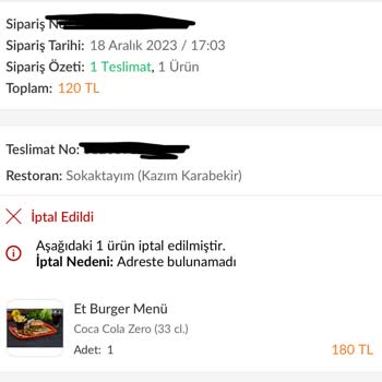 Trendyol Yemek Sokaktayım Kocaeli Sipariş Teslimat Mağduriyeti