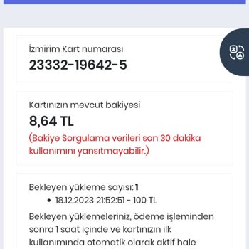 İzmirim Kent Kart Bakiye Yükleme Sorunu