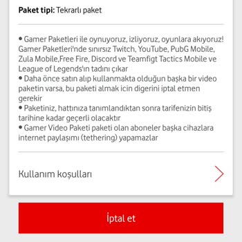 Vodafone Gamer Video Paketim Olmasına Rağmen İnternetim Bitti