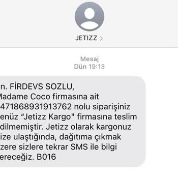 Madame Coco Siparişin Kargo Firmasında Olmaması Hk.