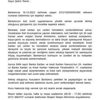 HSBC Kredi Kartı Üyelik Ücreti Hk.