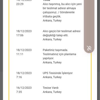 UPS Türkiye Gönderi Teslim Edilmedi