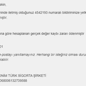 Anadolu Sigorta'nın Hakkım Olan Değer Kaybı Tutarını Alıkoyması