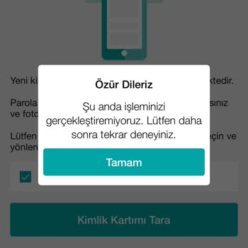 Garanti BBVA Mobil Uygulamadan Sürekli Aynı Hatayı Vermesi