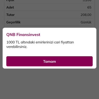 QNB Finansinvest 1000 Tl Hesap Altında, Hisse Alamıyorum Ve Satamıyorum