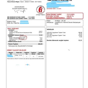 Vodafone Net Ev İnterneti Faturaları