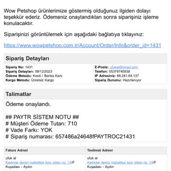Wow Petshop Sipariş Teslim Edilmedi