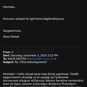 Bioderma Uyumsuz Ürüne Geri Dönüş Vermedi Müşteriyi Oyalıyor.