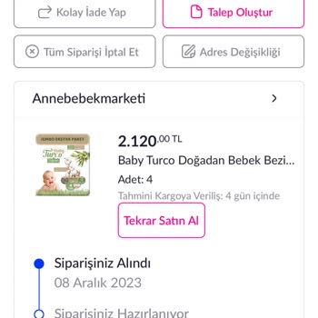 Pazarama İptal Edilmeyen Sipariş Sorunu.