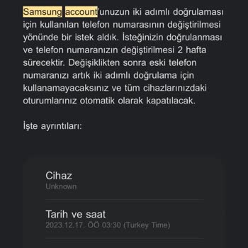 Samsung Telefon Samsung Cloud Numara Değişikliği