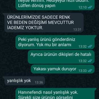 Moda_arife Sayfası Yanlış Ve Hatalı Ürün Gönderdi