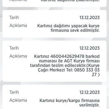 AGT Kurye (aynigunteslim.com) Ziraat Bankası Kart Dağıtım Gecikmesi