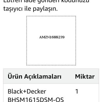 Amazon İade Kodu Hata Veriyor