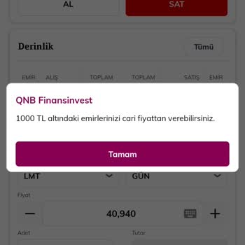 QNB Finansinvest Hisselerimi Satamıyorum, Engelleme Yapılıyor