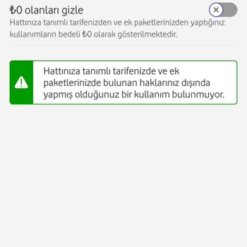 Vodafone Fatura İnceleme Kullanım Detayı