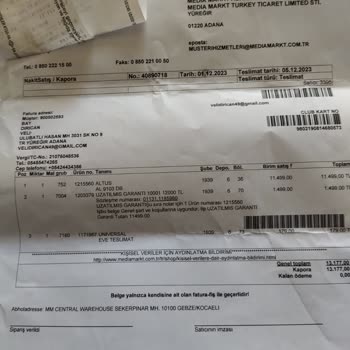 Altus Çamaşır Makinesi Bozuk Geldi