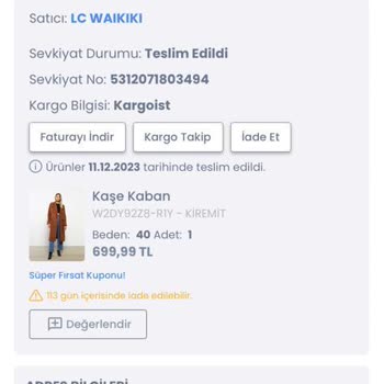 Lc Waıkıkı Yanlış Ürün Gönderimi