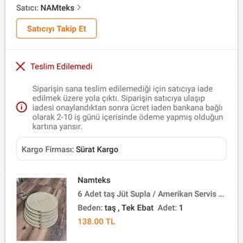 Sürat Kargo Sipariş Teslim Etmiyor