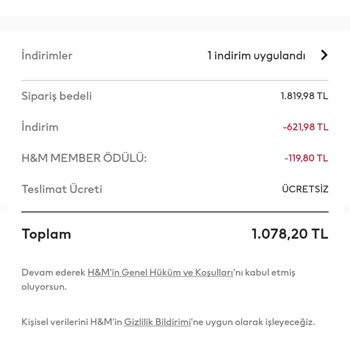 H&M Rm1 Ödeme Yapılamaması Fakat Para Çekilmesi