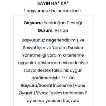 İBB - İstanbul Büyükşehir Belediyesi Yenidoğan Destek Paketi Başvuru Yaptım Askıda