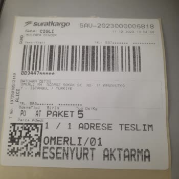 Sürat Kargo Elbisegidiyor.com İade Ücretini Ödemiyor