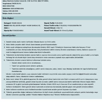 Vivense Hatalı Kumaş Nedeniyle Değişimi Beklenen Siparişimin İptal Edilmesi