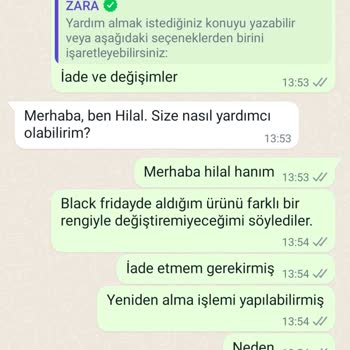 Zara Değişim Kabul Etmiyor