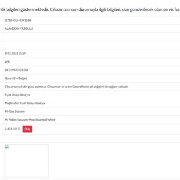 Ouno Service Garanti Kapsamındaki Üründen Ücret Talebi