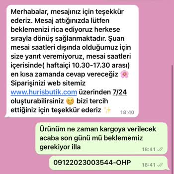 Huriş Butik Ödemesi Alındı Ürün Yok
