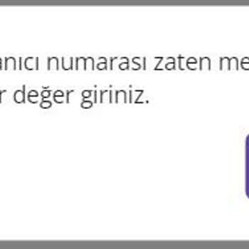 Masterpass Bu Kullanıcı Numarası Zaten Mevcut. Lütfen Farklı Bir Değer Giriniz.
