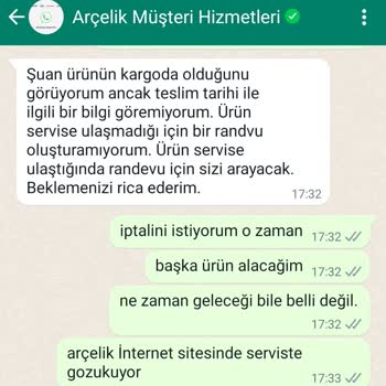 Arçelik Uzun Süren Teslimat Süresi