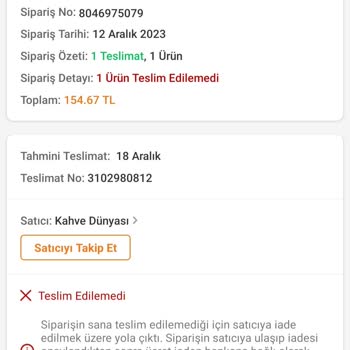 Aras Kargo Tarafından Satin Aldığım Ürün İade Oldu