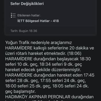 İETT - İstanbul Elektrik Tramvay Tünel 418 Hadımköy Otobüs Hattı Sayesinde İşe Geç Kalma