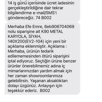 Vivense İnternet Sitesinden Sipariş Verdim Stokta Ürün Yok Ürün İptali