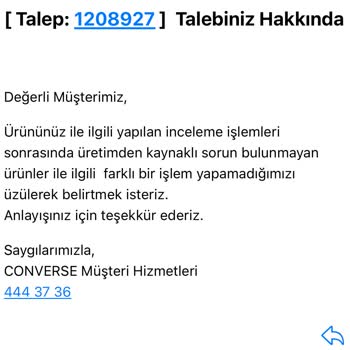 Converse Convers Markasının Ürünlerinin Arkasında Durmayışı Hk;