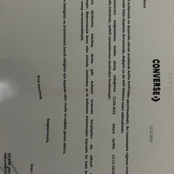 Converse Convers Markasının Ürünlerinin Arkasında Durmayışı Hk;