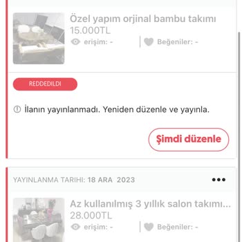 Letgo'da Sürekli İlanım Reddedildi Gözüküyor