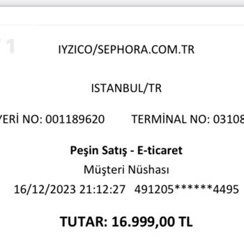 Sephora Bilgim Dışında Kredi Kartımdan Para Çekti