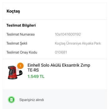 Koçtaş Ürün Teslim Edilmeme Şikayeti