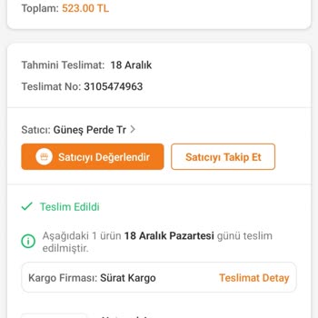 Sürat Kargo Teslim Edilmeyen Siparişimi Teslim Etmiş Gösteriyor
