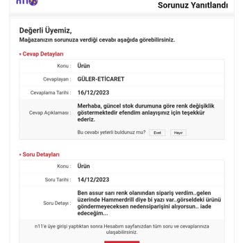 N11 Hatalı Ürün Ve İlgisiz Müşteri Hizmetleri!