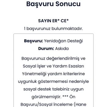 İbb - İstanbul Büyükşehir Belediyesi Yeni Doğan Destek Paketi Başvurumuz Askıya Alındı
