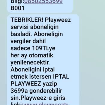 Telekom Playweez Servis Aboneliği