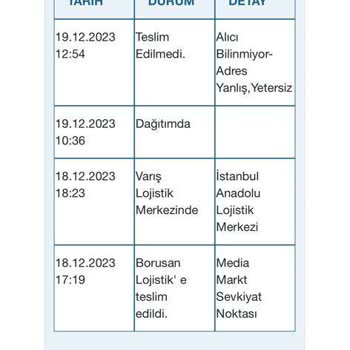Borusan Lojistik Yanlış Beyan Kargo Teslim Edilmemesi