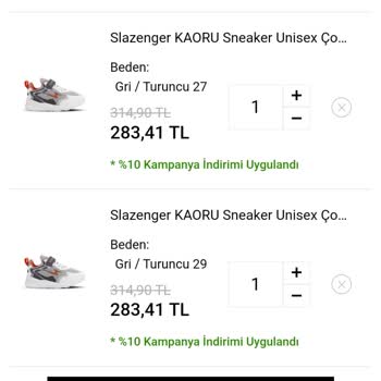 Slazenger 1 Alana 1 Bedava Dan 1 Ayakkabı Siparişi Oluşturdum