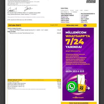 Millenicom Haksız Alınan Sözleşmede Yer Almayan Servis Ücreti