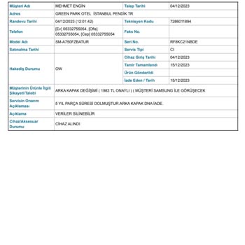 Samsung A750 Arka Kapak Mağduriyeti