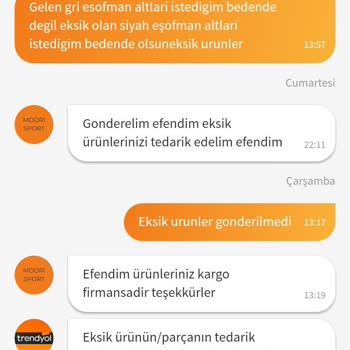 Trendyol Eksik Ürünlerin Para İadesinin Yapılmaması