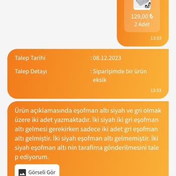 Trendyol Eksik Ürünlerin Para İadesinin Yapılmaması